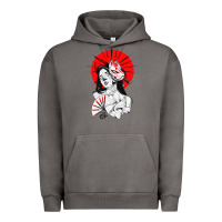 Pigment Tornado japanese geisha samurai fox mask red sun Urban Hoodie - tuanDangUi