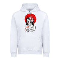 White japanese geisha samurai fox mask red sun Urban Hoodie - tuanDangUi
