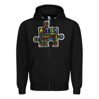 Black Autism Puzzle Piece Words Autistic Zipper Hoodie - CowhideDigitalArt