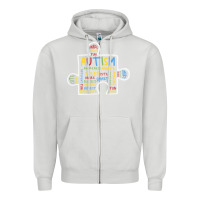 Dove Grey Autism Puzzle Piece Words Autistic Zipper Hoodie - CowhideDigitalArt