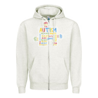 Oatmeal Heather Autism Puzzle Piece Words Autistic Zipper Hoodie - CowhideDigitalArt