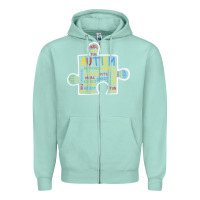 Seafoam Autism Puzzle Piece Words Autistic Zipper Hoodie - CowhideDigitalArt