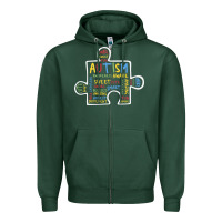 Sports Green Autism Puzzle Piece Words Autistic Zipper Hoodie - CowhideDigitalArt