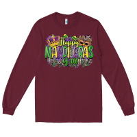 Burgundy happy mardi gras yall Long Sleeve Tee - CowGirlArtShop