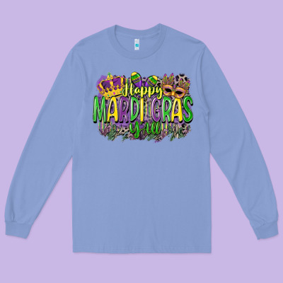 Happy Mardi Gras Yall Long Sleeve Tee Designed By Cowgirlartshop