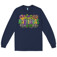 Navy happy mardi gras yall Long Sleeve Tee - CowGirlArtShop