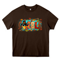 Chocolate Brown gobble with thanksgiving turkeys Heavy Core Tee - MaliasSmallBusiness