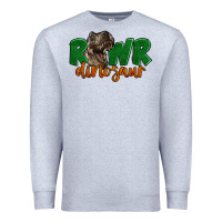 Heather Grey Rawr Dinosaur Premium Sweatshirt - LillyAllenDesigns