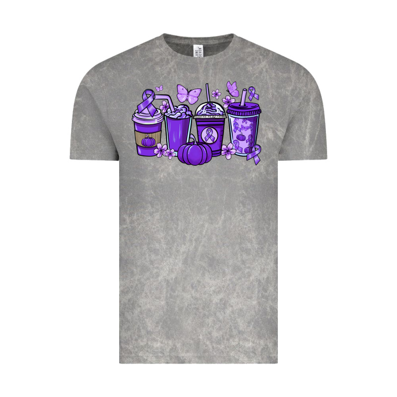 Cancer Coffee Cups Purple Ribbon Vintage Tee by NancyCooperArtShop | Teevron
