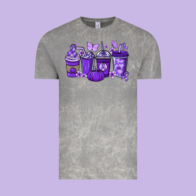 Cancer Coffee Cups Purple Ribbon Vintage Tee Designed By Nancycooperartshop