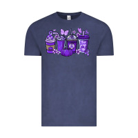 Vintage Denim Cancer coffee cups purple ribbon Vintage Tee - NancyCooperArtShop