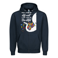 Navy Autism Different Makes You Beautiful Zipper Hoodie - CowhideDigitalArt