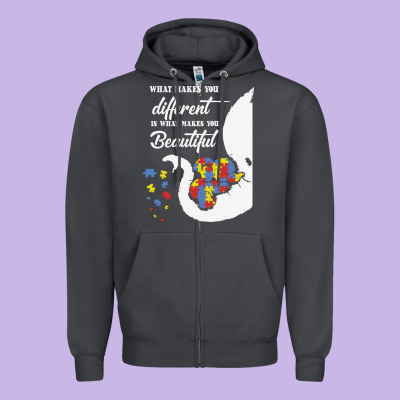 Autism Different Makes You Beautiful Zipper Hoodie Designed By Cowhidedigitalart