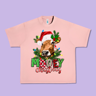 Mooey Christmas Urban Heavy Tee Designed By Texasbilliewilder