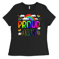 Black proud ally Ladies Tee - LillyAllenDesigns