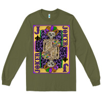 Army Green joker mardi gras skeleton Long Sleeve Tee - CowGirlArtShop