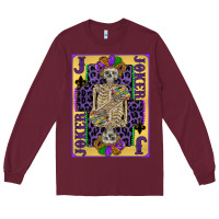 Burgundy joker mardi gras skeleton Long Sleeve Tee - CowGirlArtShop