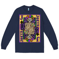 Navy joker mardi gras skeleton Long Sleeve Tee - CowGirlArtShop