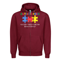 Burgundy Autistic Pride Autism Awareness Zipper Hoodie - CowhideDigitalArt