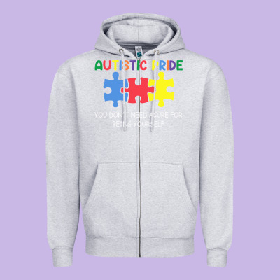 Autistic Pride Autism Awareness Zipper Hoodie Designed By Cowhidedigitalart