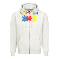 Oatmeal Heather Autistic Pride Autism Awareness Zipper Hoodie - CowhideDigitalArt