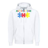 White Autistic Pride Autism Awareness Zipper Hoodie - CowhideDigitalArt