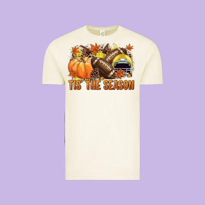 Tis' The Season Football Yellow Helmet Vintage Tee Designed By Nancycooperartshop