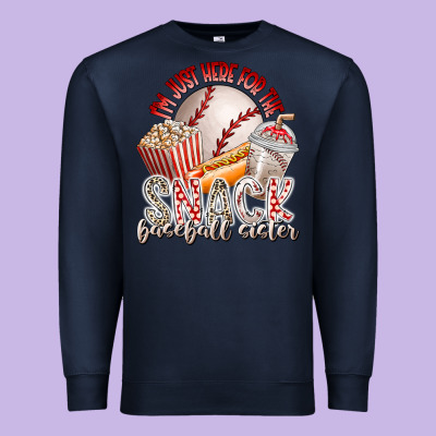 I Am Just Here For The Snack Baseball Sister Premium Sweatshirt Designed By Racoondesign