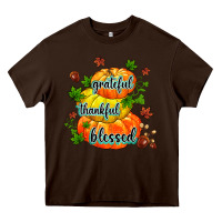 Chocolate Brown grateful thankful blessed Heavy Core Tee - MaliasSmallBusiness