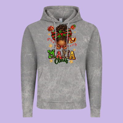 Mama Claus Afro Messy Bun Vintage Hoodie Designed By Texasbilliewilder