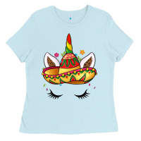 Baby Blue unicorn and sombrero Ladies Tee - LillyAllenDesigns
