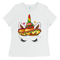 White unicorn and sombrero Ladies Tee - LillyAllenDesigns