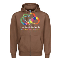 Chestnut Love Needs No Words Heart Puzzle Autism Zipper Hoodie - CowhideDigitalArt