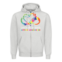 Dove Grey Love Needs No Words Heart Puzzle Autism Zipper Hoodie - CowhideDigitalArt