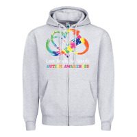 Love Needs No Words Heart Puzzle Autism Zipper Hoodie | Teevron