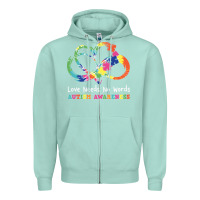 Seafoam Love Needs No Words Heart Puzzle Autism Zipper Hoodie - CowhideDigitalArt