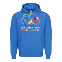 True Royal Love Needs No Words Heart Puzzle Autism Zipper Hoodie - CowhideDigitalArt