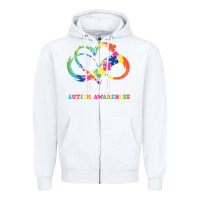 White Love Needs No Words Heart Puzzle Autism Zipper Hoodie - CowhideDigitalArt
