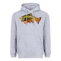 Heather Grey leaping brook trout Heavyweight Hoodie - LillyAllenDesigns