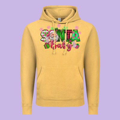 Santa Baby Pink Christmas Vintage Hoodie Designed By Texasbilliewilder