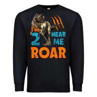 Black i'm two hear me roar dinosaur birthday Premium Sweatshirt - LillyAllenDesigns