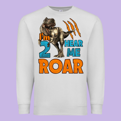 I'm Two Hear Me Roar Dinosaur Birthday Premium Sweatshirt Designed By Lillyallendesigns