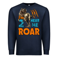 Navy i'm two hear me roar dinosaur birthday Premium Sweatshirt - LillyAllenDesigns