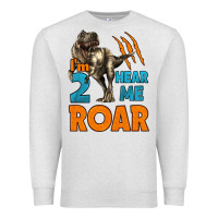 Oatmeal Heather i'm two hear me roar dinosaur birthday Premium Sweatshirt - LillyAllenDesigns