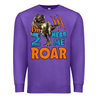 Purple i'm two hear me roar dinosaur birthday Premium Sweatshirt - LillyAllenDesigns