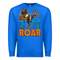 True Royal i'm two hear me roar dinosaur birthday Premium Sweatshirt - LillyAllenDesigns