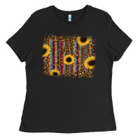 Black sunflowers serape leopard Ladies Tee - RanaPortraitStore