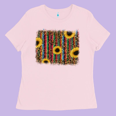 Sunflowers Serape Leopard Ladies Tee Designed By Ranaportraitstore