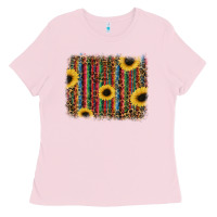 Bubblegum Pink sunflowers serape leopard Ladies Tee - RanaPortraitStore
