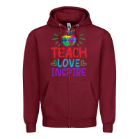 Burgundy teach love inspire Zipper Hoodie - CowhideDigitalArt